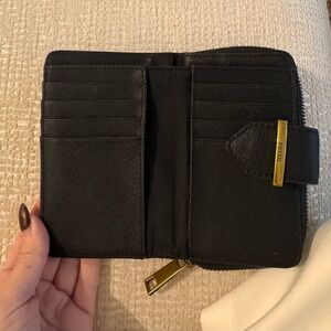 Fossil Black Wallet with Gold Details
